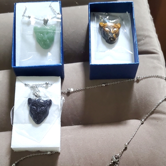 Natural Genuine Blue Gold Stone Leopard head in stainless steel 24 in - Picture 2 of 8